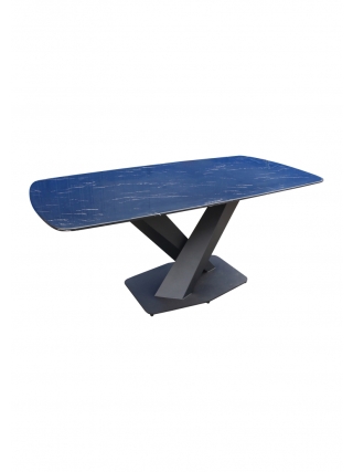 Assen Eettafel - Zwart, Blauw Marmerlook