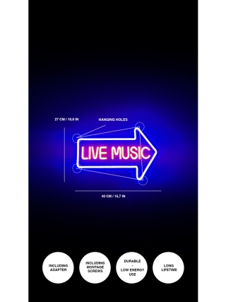 Live Music Arrow - Led Neon Sign 