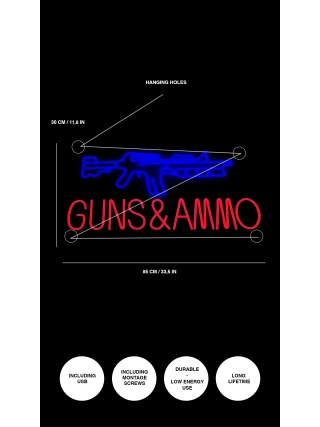 Guns & Ammo - LED Neon Sign