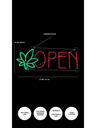 Cannabis Open - Led Neon Sign 