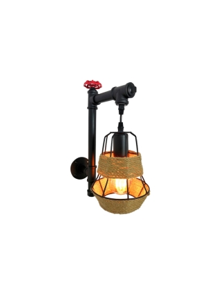 Juliet Wandlamp - Zwart, Touw, Rood