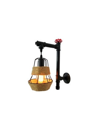 Juliet Wandlamp - Zwart, Touw, Rood