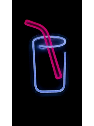 Cup Whit A Straw - LED Neon Sign