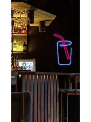 Cup Whit A Straw - LED Neon Sign