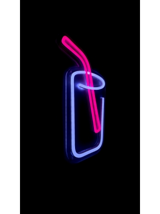 Cup Whit A Straw - LED Neon Sign