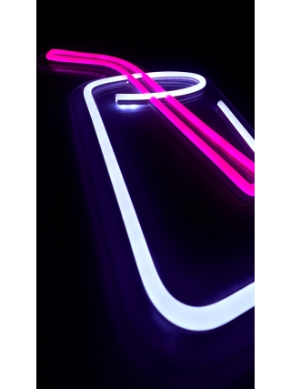 Cup Whit A Straw - LED Neon Sign