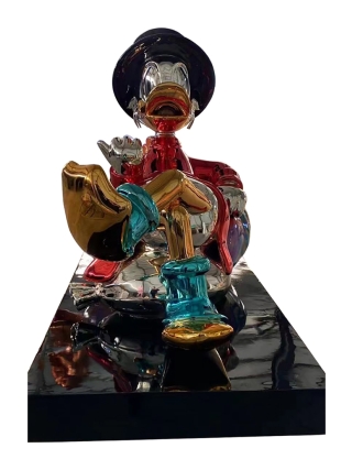 Fyberglass Sculpture - Duck with Money Bag - Multicolor