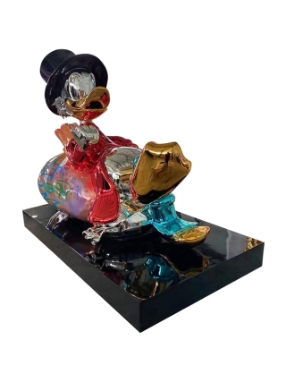 Fyberglass Sculpture - Duck with Money Bag - Multicolor