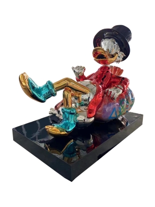 Fyberglass Sculpture - Duck with Money Bag - Multicolor