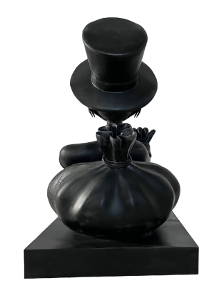 Fyberglass Sculpture - Duck with Money Bag - Black