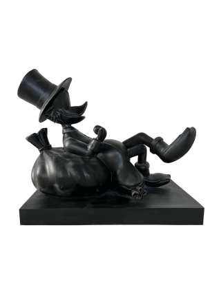 Fyberglass Sculpture - Duck with Money Bag - Black