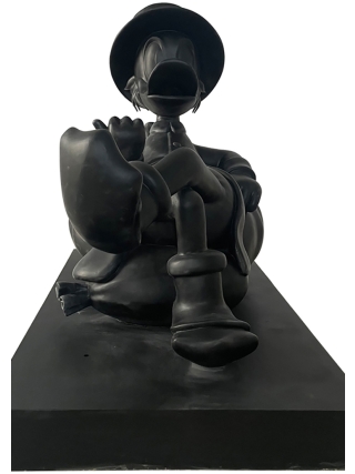 Fyberglass Sculpture - Duck with Money Bag - Black