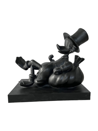 Fyberglass Sculpture - Duck with Money Bag - Black