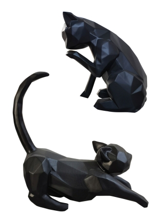 Fyberglass Sculpture - Cats - Black