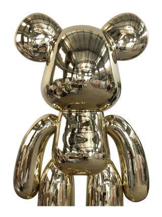 Fyberglass Sculpture - Fashion Brick Bear - Gold