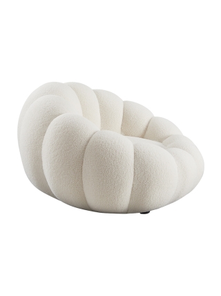 Madison Teddystof Loungestoel - Wit