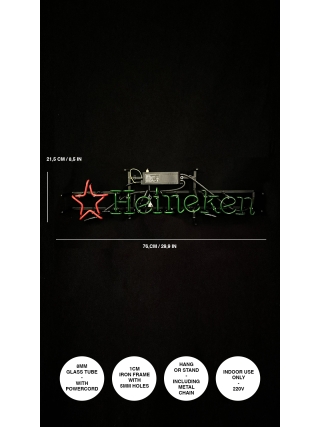 Heineken Bier Logo - Glas Neon Sign - Rood, Groen