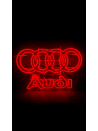 Auto Audi Logo - Glas Neon Sign - Rood