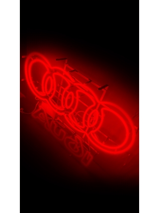 Auto Audi Logo - Glas Neon Sign - Rood