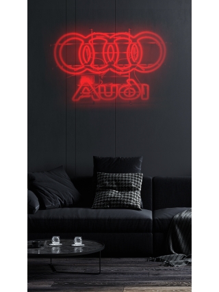 Auto Audi Logo - Glas Neon Sign - Rood