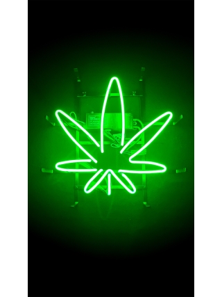 Wietblad - Glas Neon Sign - Groen