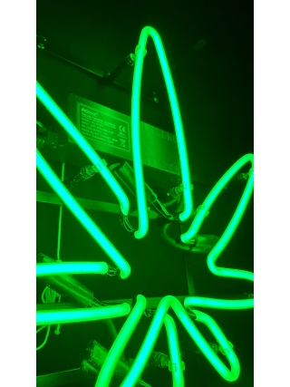 Wietblad - Glas Neon Sign - Groen