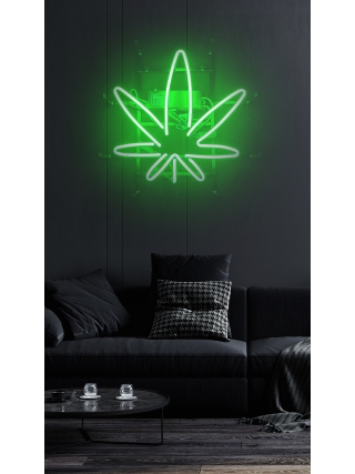 Wietblad - Glas Neon Sign - Groen