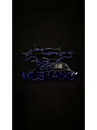 Auto Mustang  Logo - Glas Neon Sign - Blauw