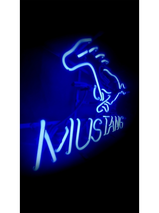 Auto Mustang  Logo - Glas Neon Sign - Blauw