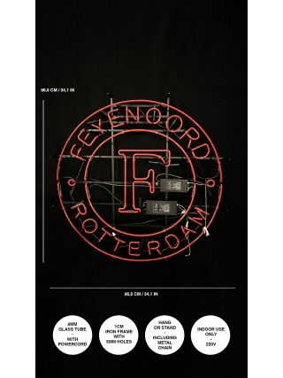 Voetbal Feyenoord Logo - Glas Neon Sign - Rood