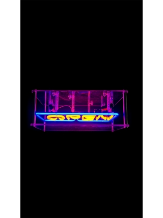 Open - Glas Neon Sign - Blauw, Oranje