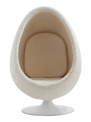 York - Egg Lounge Stoel - Beige, Wit