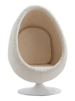 York - Egg Lounge Stoel - Beige, Wit