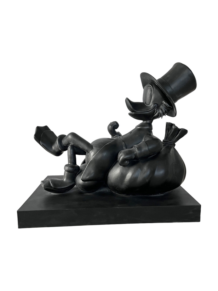 Fyberglass Sculpture - Duck with Money Bag - Black