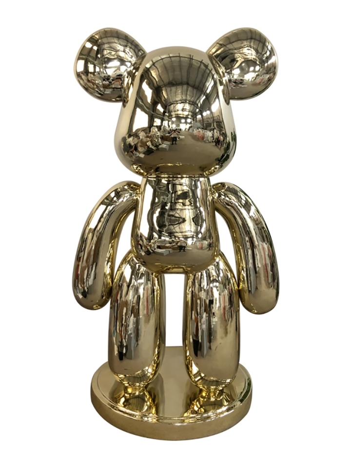 Fyberglass Sculpture - Fashion Brick Bear - Gold