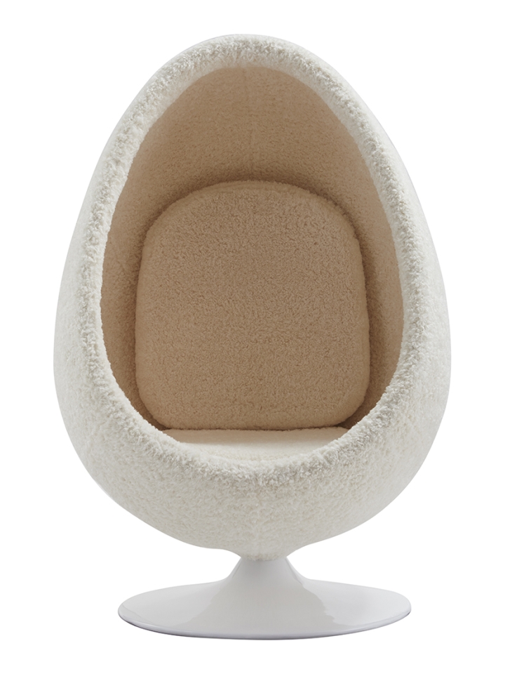 York - Egg Lounge Stoel - Beige, Wit